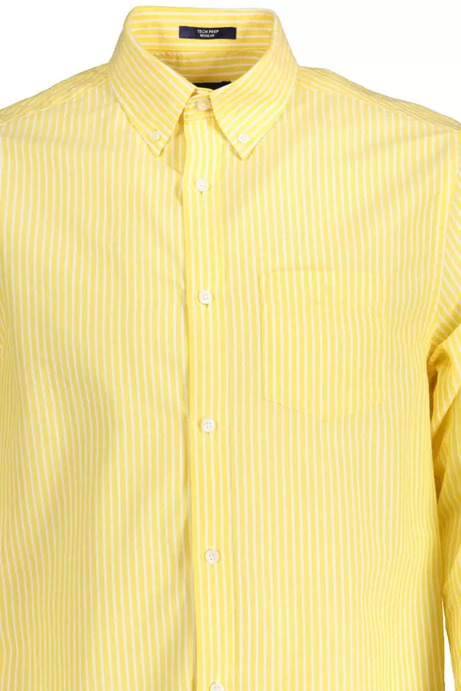 Elegant Yellow Long-Sleeved Button-Down Shirt