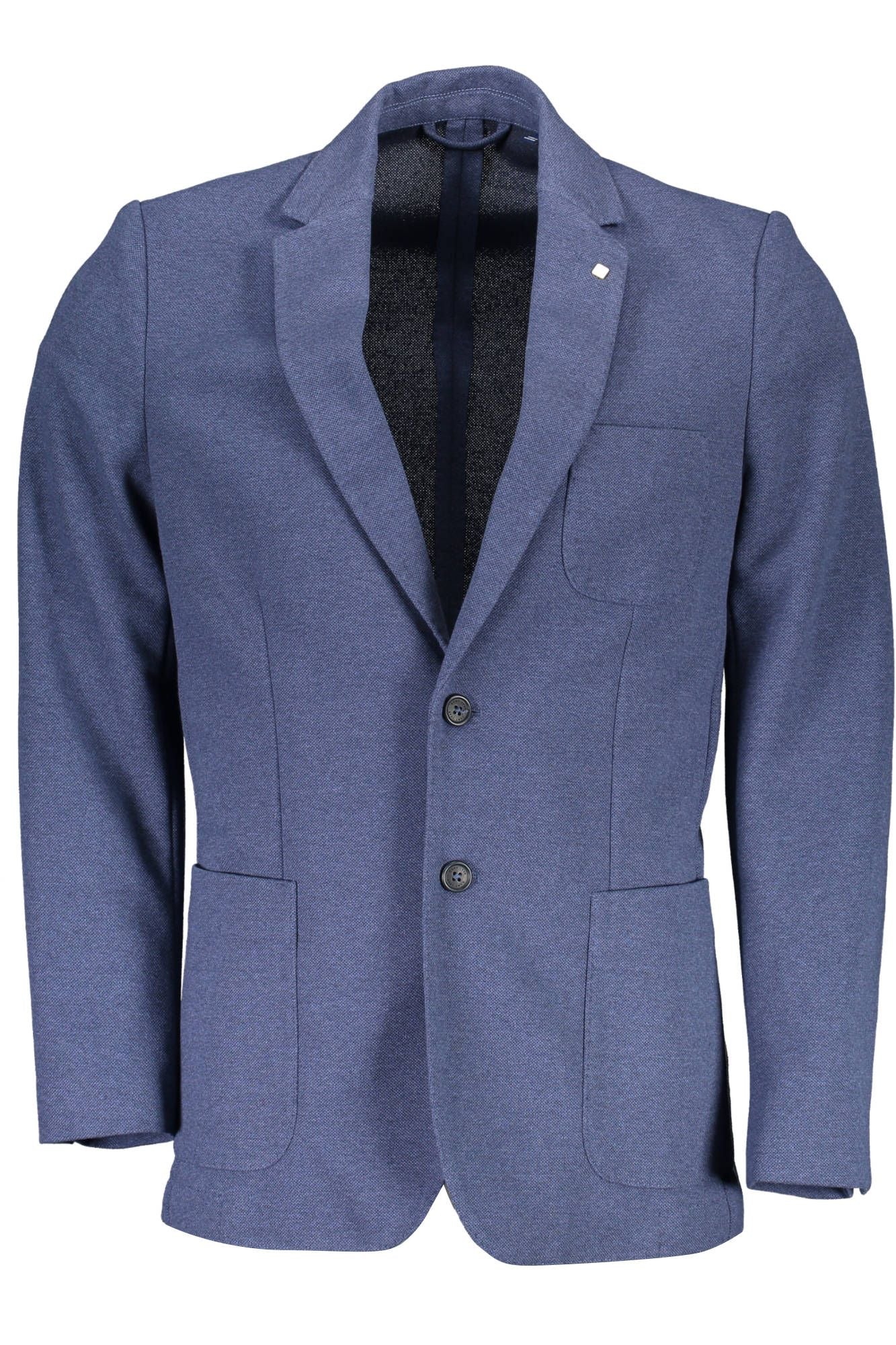 Elegant Blue Cotton Long Sleeve Jacket