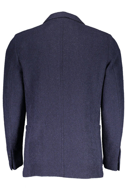 Elegant Blue Wool-Blend Classic Jacket