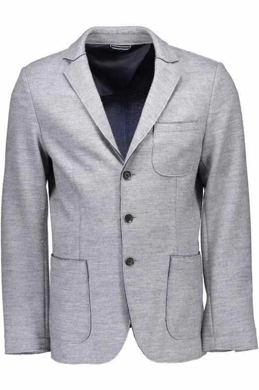 Elegant Gray Wool Blend Jacket