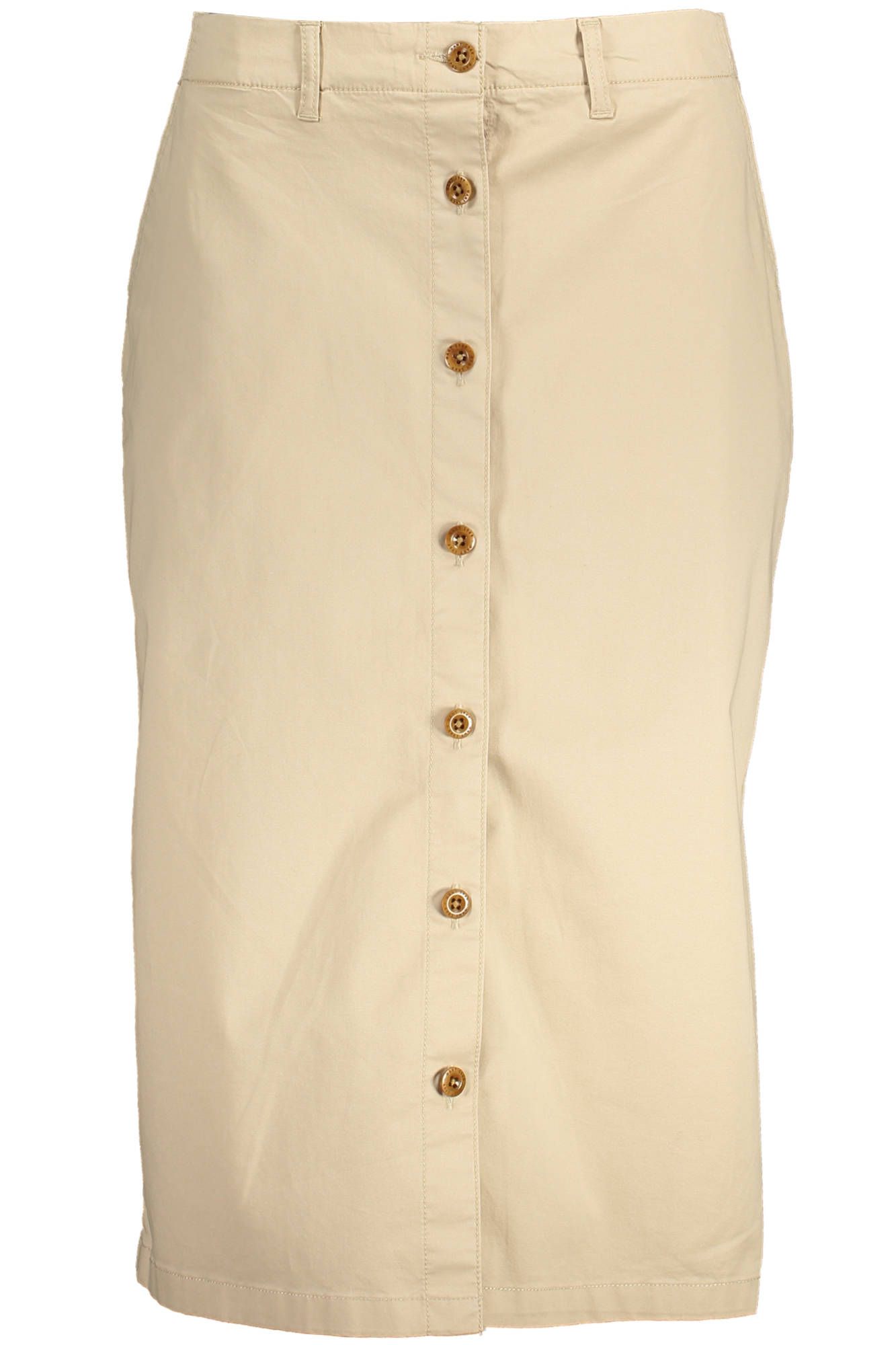 Beige Cotton Longuette Skirt with Logo