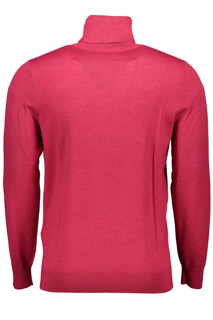 Elegant Red Wool Mock Neck Sweater