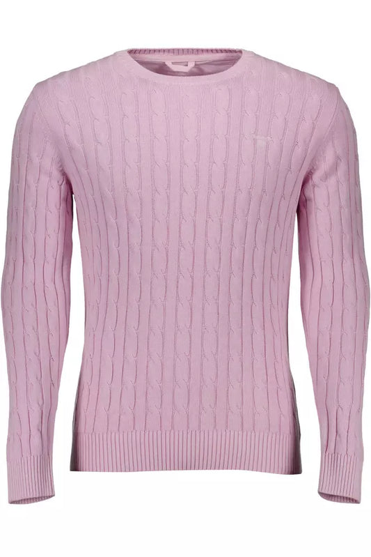 Chic Pink Braided Stitch Sweater for Men