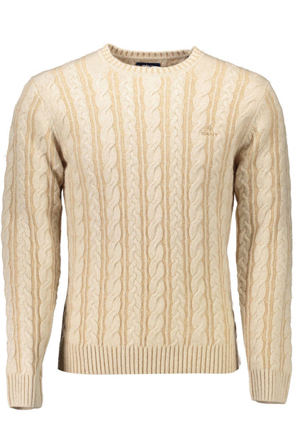 Chic Beige Wool Sweater with Classic Logo