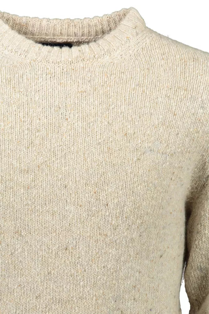 Beige Wool-Blend Logo Sweater