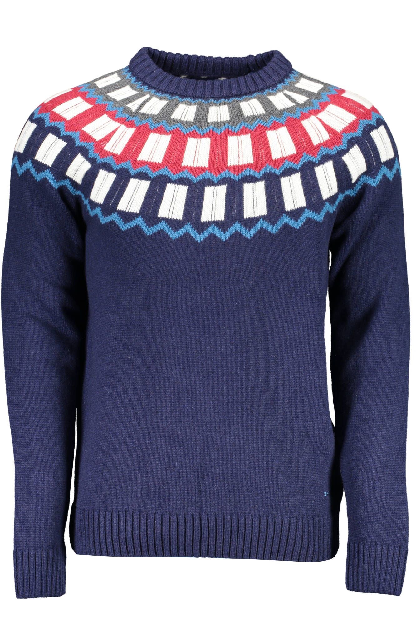 Elegant Round Neck Woolen Blue Sweater