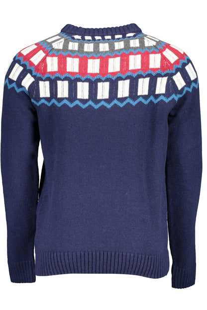 Elegant Round Neck Woolen Blue Sweater