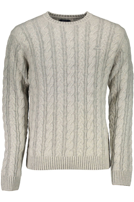 Elegant Gray Wool Sweater with Round Neck