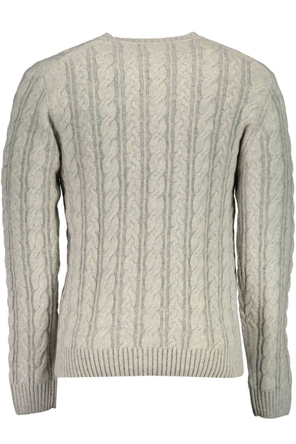 Elegant Gray Wool Sweater with Round Neck