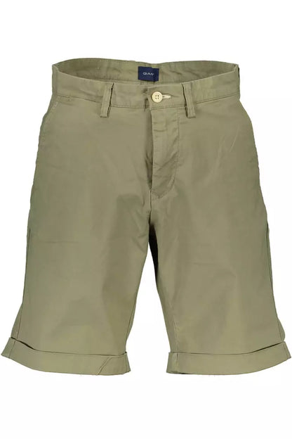 Elegant Green Cotton Bermuda Shorts