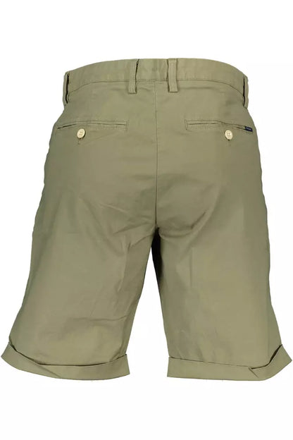 Elegant Green Cotton Bermuda Shorts