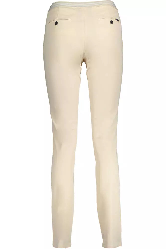 Elegant Beige Trousers with Contrast Details