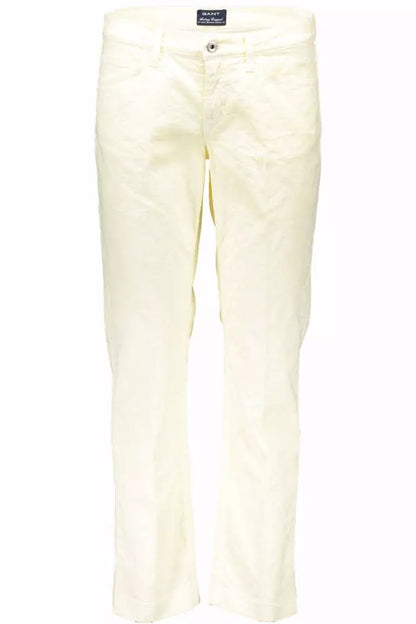 Elegant White Stretch Cotton Trousers