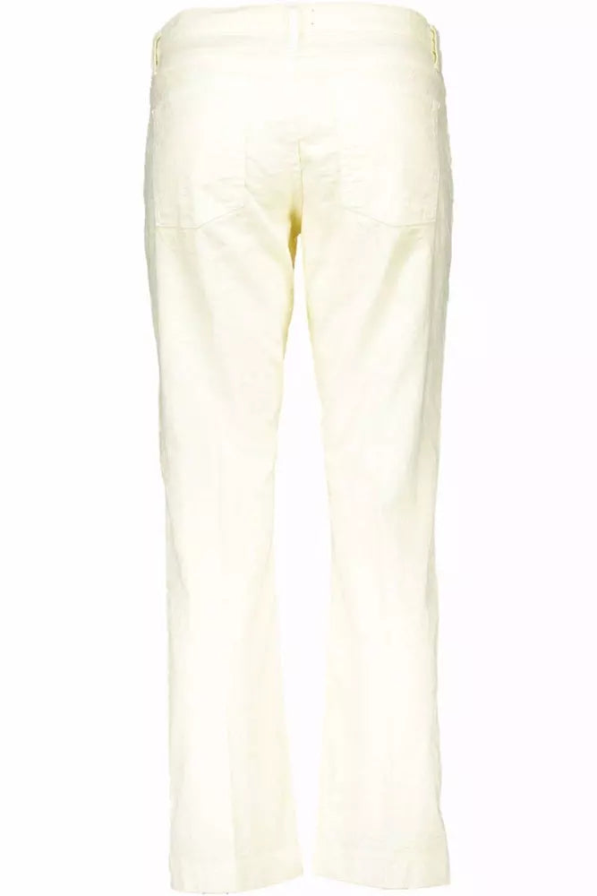 Elegant White Stretch Cotton Trousers