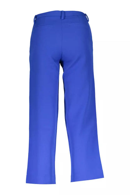 Chic Blue Four-Pocket Tailored Trousers