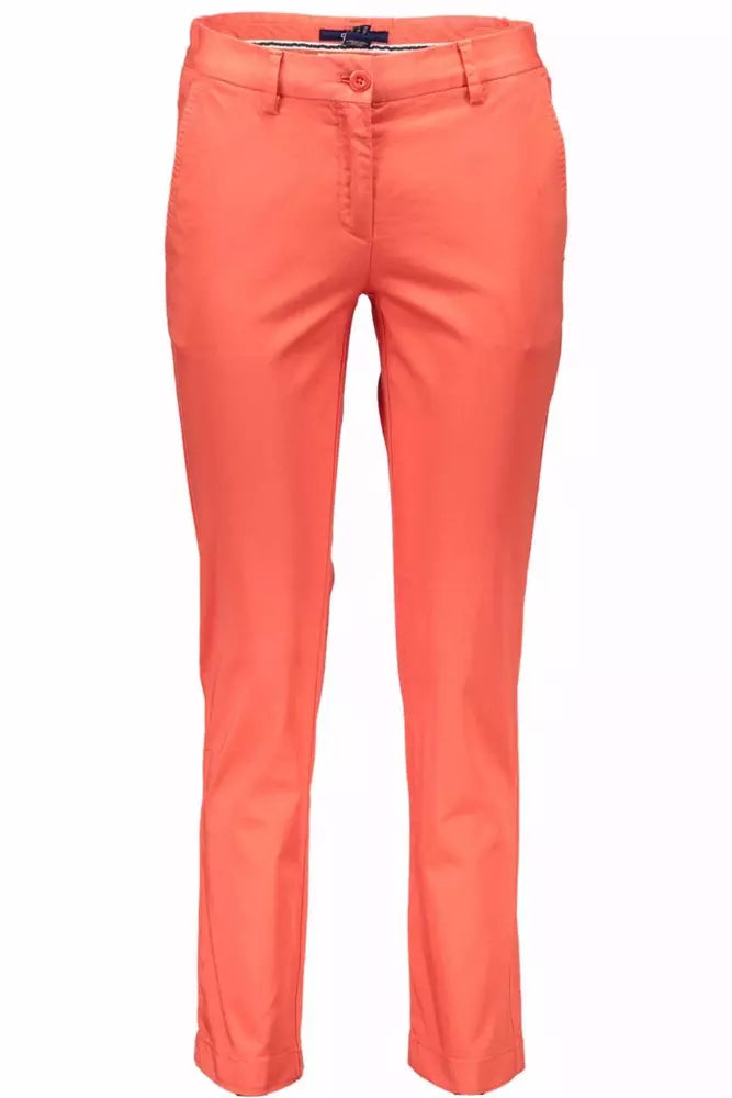 Elegant Red Cotton Stretch Trousers