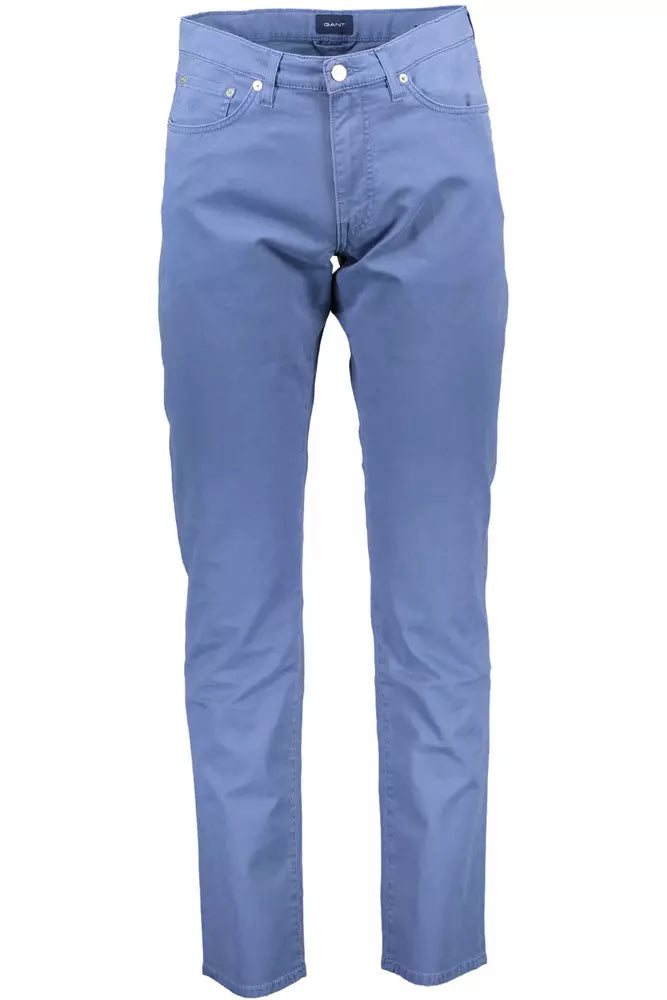 Elegant Light Blue Cotton Stretch Trousers