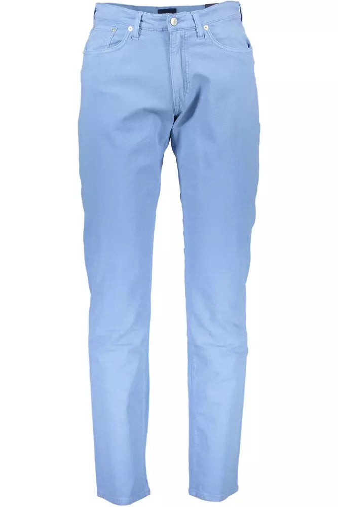 Sleek Light Blue Stretch Cotton Trousers