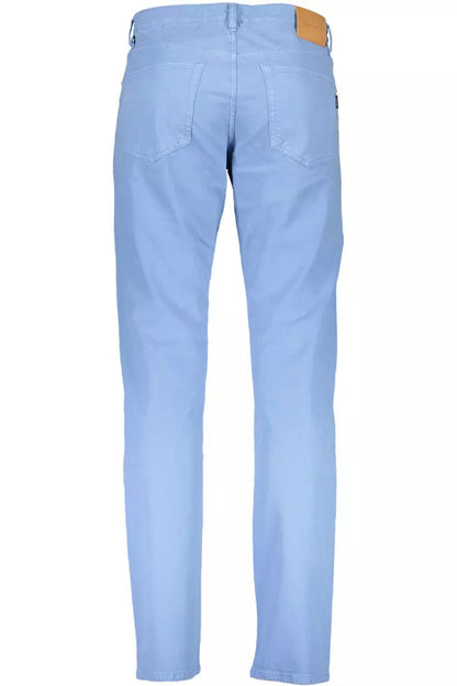 Sleek Light Blue Stretch Cotton Trousers