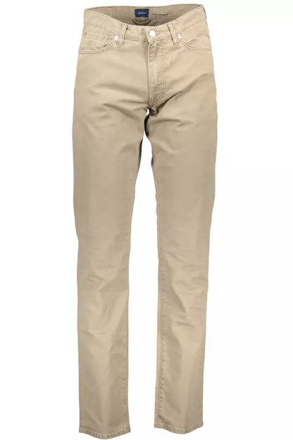 Chic Beige Cotton Stretch Trousers