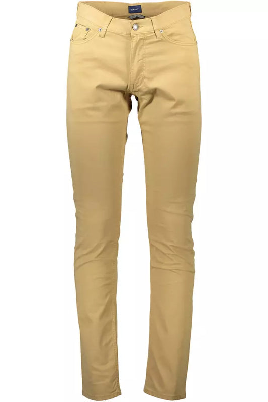 Chic Beige Cotton Stretch Trousers