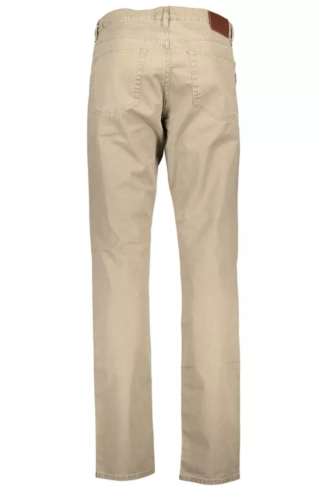 Chic Beige Cotton Stretch Trousers