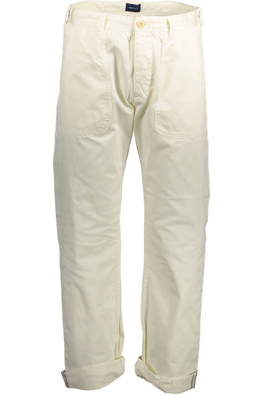 Chic White Organic Cotton Trousers