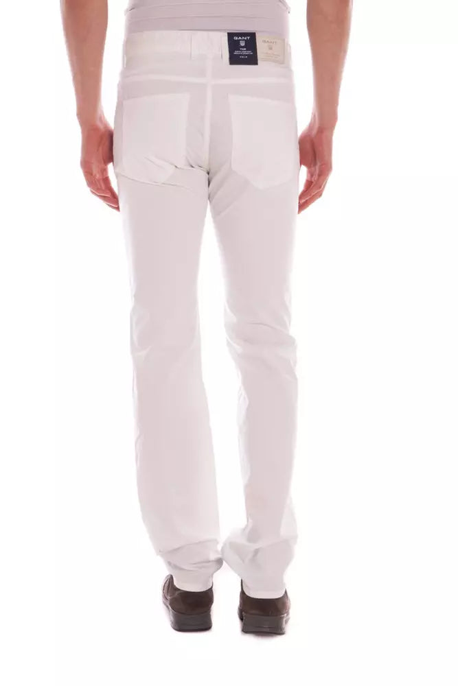 Elegant White Cotton Trousers with Tube Leg