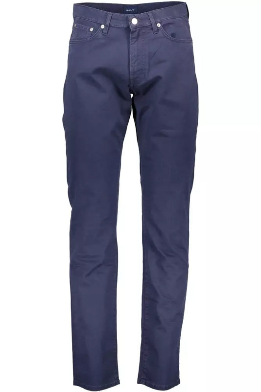 Chic Blue Cotton Stretch Trousers