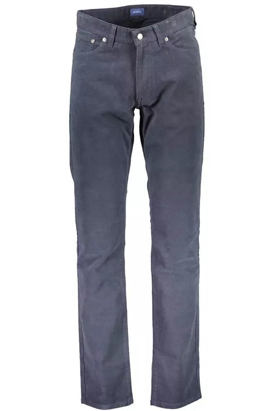 Slim Fit Cotton Blend Blue Trousers