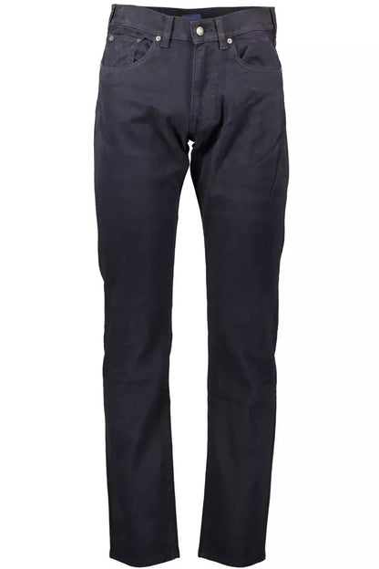 Sleek Blue Cotton Stretch Trousers