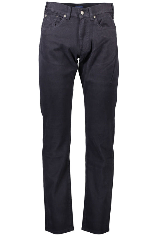 Chic Blue Cotton Trousers with Logo Detail