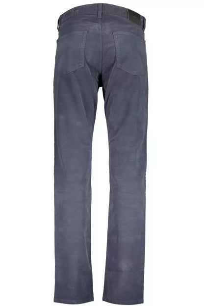 Slim Fit Cotton Blend Blue Trousers