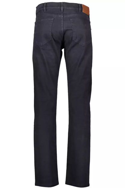 Sleek Blue Cotton Stretch Trousers