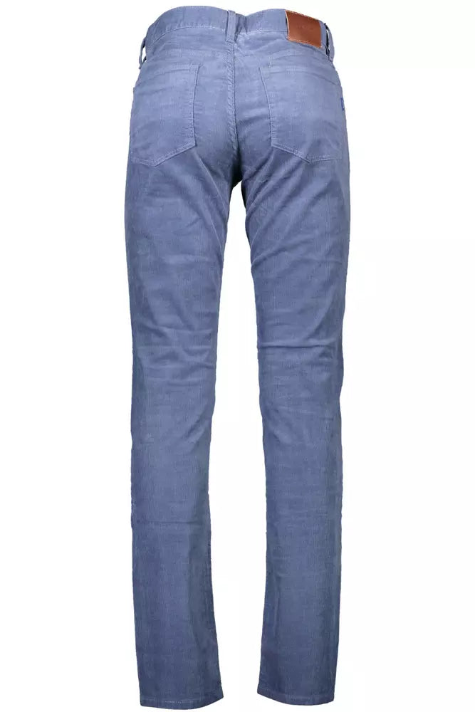 Chic Blue Stretch Cotton Trousers