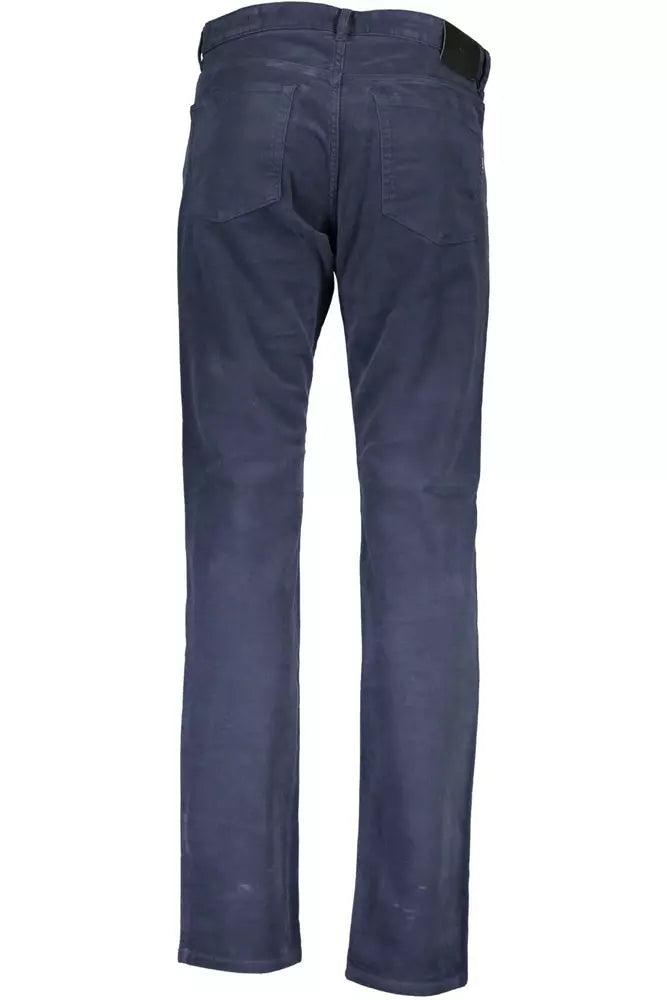 Chic Blue Cotton Stretch Trousers