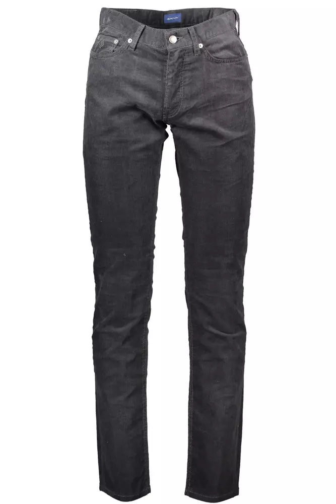 Elegant Gray Cotton Stretch Trousers