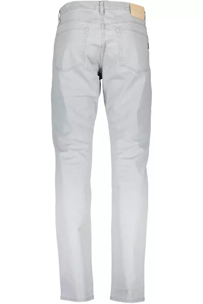 Elegant Gray Cotton Stretch Trousers