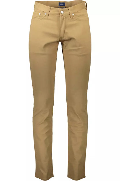 Chic Brown Cotton Blend Trousers