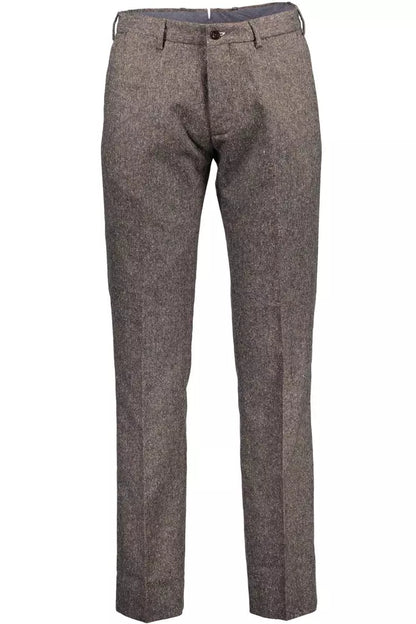 Elegant Brown Wool Blend Trousers