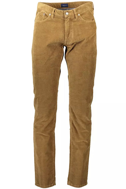 Refined Brown Cotton Stretch Trousers