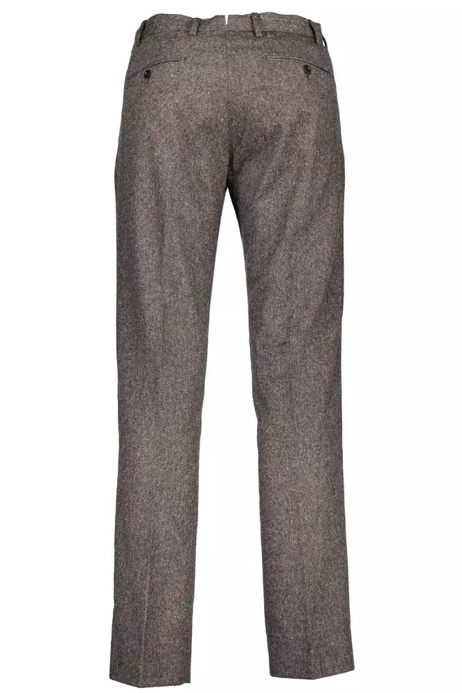 Elegant Brown Wool Blend Trousers