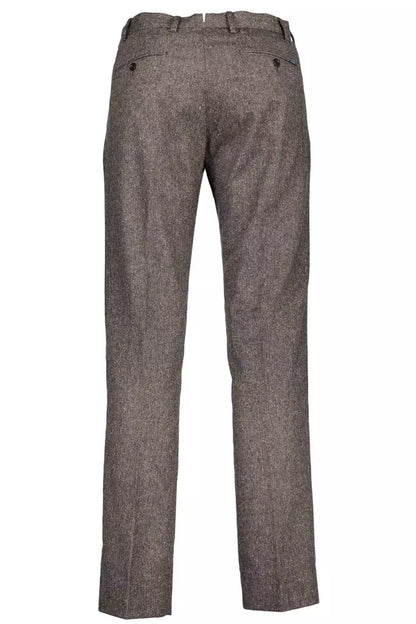 Elegant Brown Wool Blend Trousers