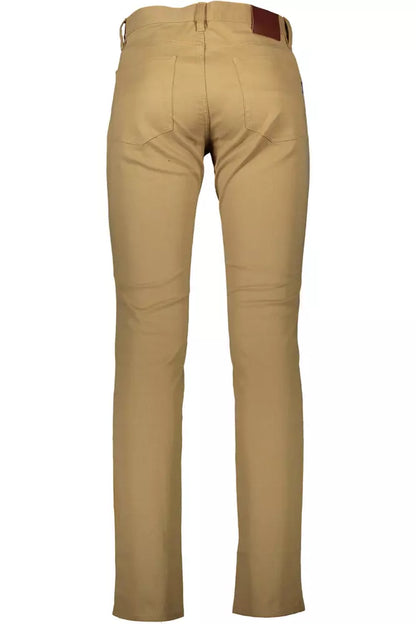 Chic Brown Cotton Blend Trousers