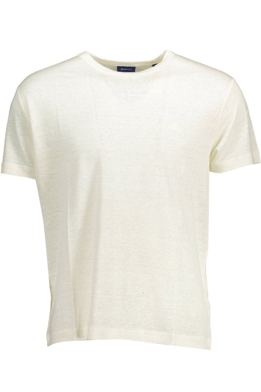 Elegant White Linen Embroidered Logo Tee