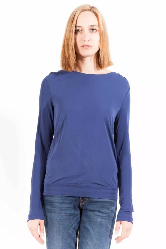 Elegant Blue Viscose Long Sleeve Tee