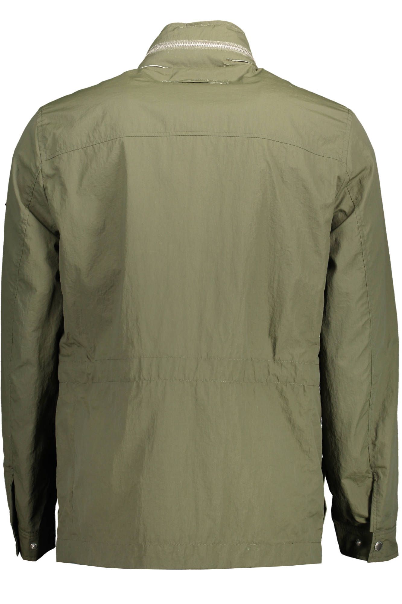 Sleek Green Trench Coat with Concealed Hood