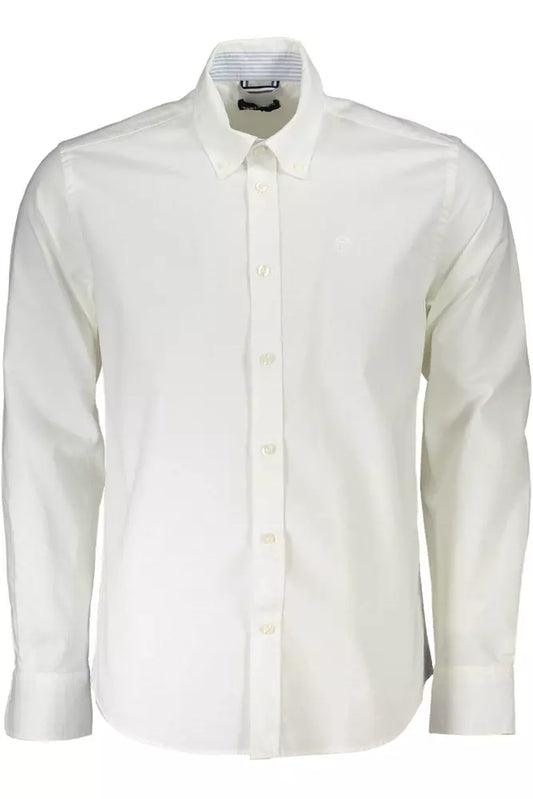 Elegant White Cotton Button-Down Shirt