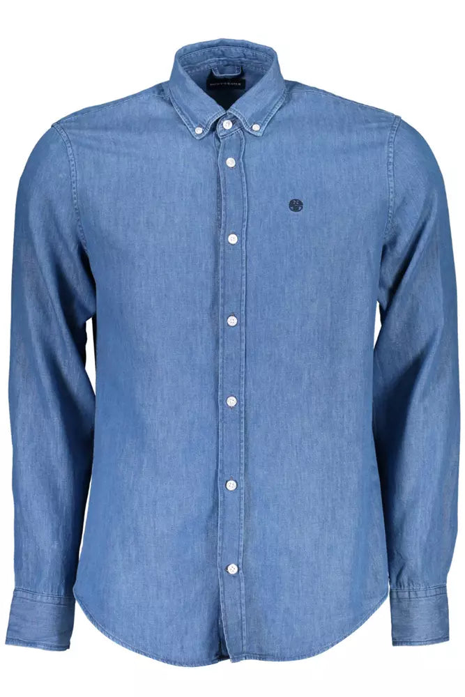 Elegant Blue Long-Sleeved Regular Fit Shirt