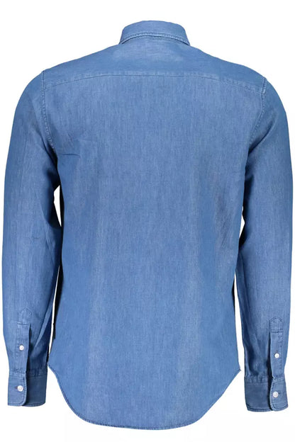 Elegant Blue Long-Sleeved Regular Fit Shirt